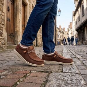 Hey Dude Wally Cozy Plaid Downtown Brown Slip On Loafers 44341-2IG Men's 12 *NEW